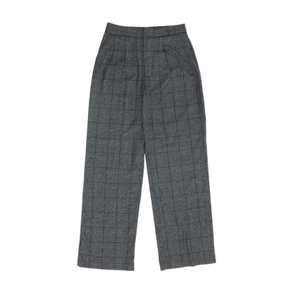 Gray Plaid Wide Leg Pants
