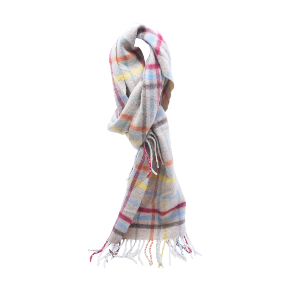Multicolor Windowpane Check Cashmere Scarf