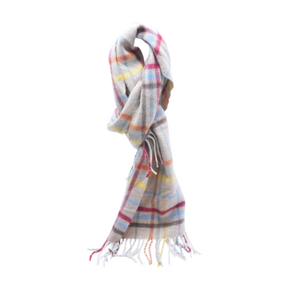 Multicolor Windowpane Check Cashmere Scarf