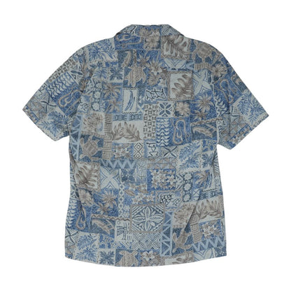 Blue Graphic Short Sleeve Button Down