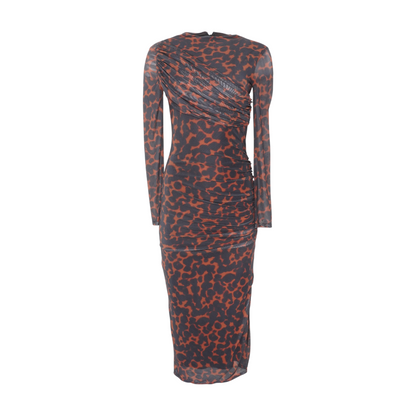 Brown Abstract Maxi Dress