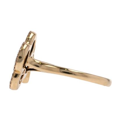 14K Gold Double Clover Onyx With Diamond Accent Open Shank Cocktail Ring