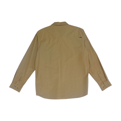 Tan Solid Long Sleeve Button Down