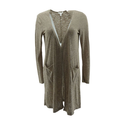 Beige Solid Cardigan Sweater