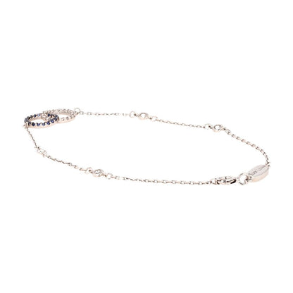 Sterling Silver Lab Grown Blue And White Sapphire With Diamonds Circles Bracelet
