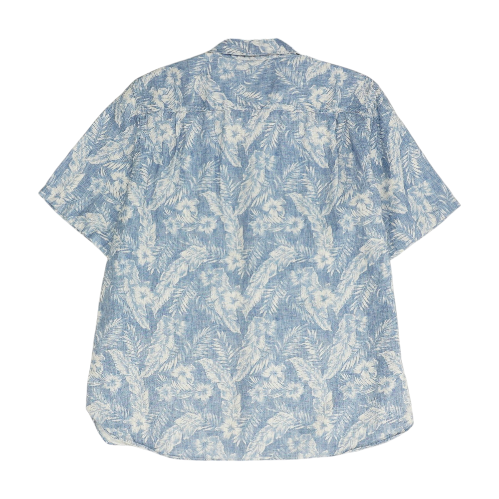 Blue Tropical Short Sleeve Button Down