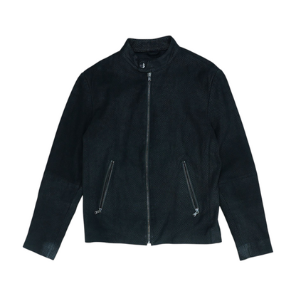 Black Animal Print Leather Jacket