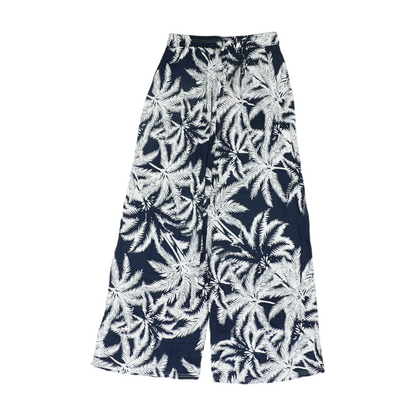 Navy Print Wide Leg Pants