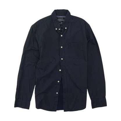 Navy Abstract Long Sleeve Button Down