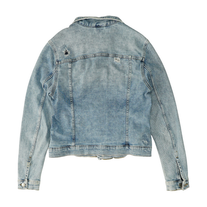 Blue Solid Denim Jacket