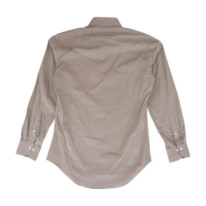Tan Solid Long Sleeve Button Down