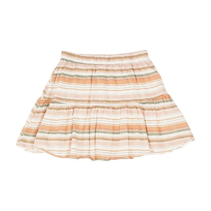 Peach Striped Midi Skirt