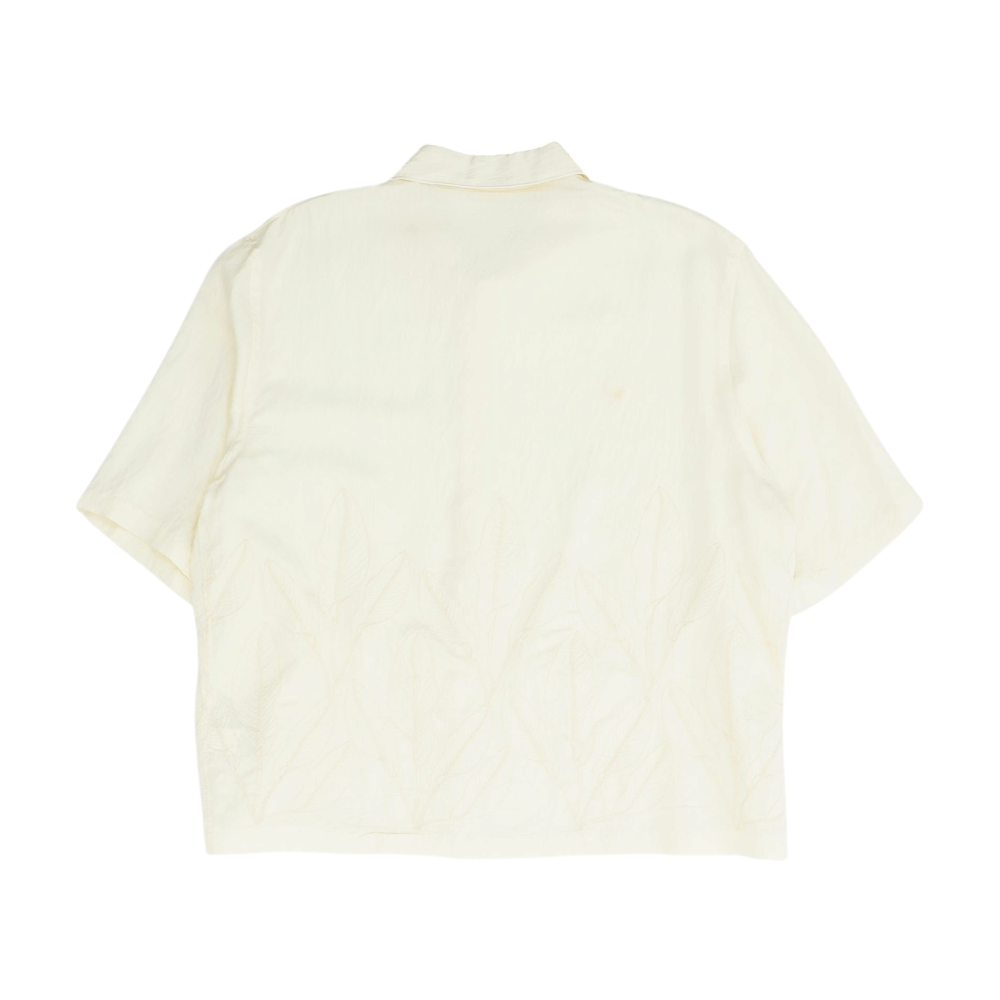 Beige Solid Short Sleeve Button Down