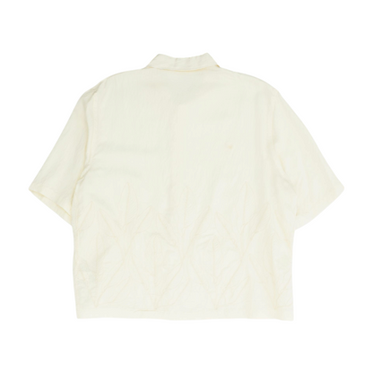 Beige Solid Short Sleeve Button Down
