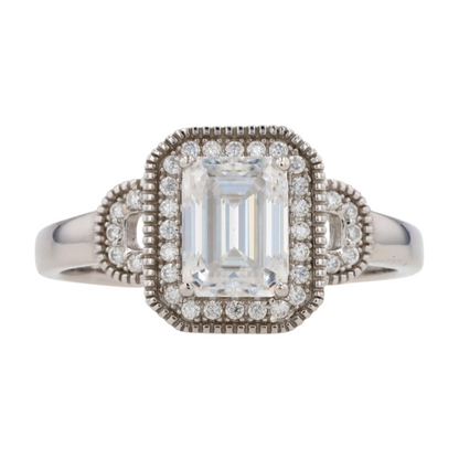 1 1/5 ctw Sterling Silver Moissanite Engagement Ring
