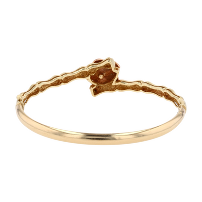 14K Two-Tone Gold Red Stone Bangle Bracelet