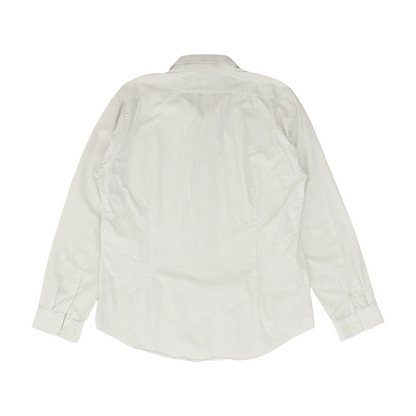 White Polka Dot Long Sleeve Button Down