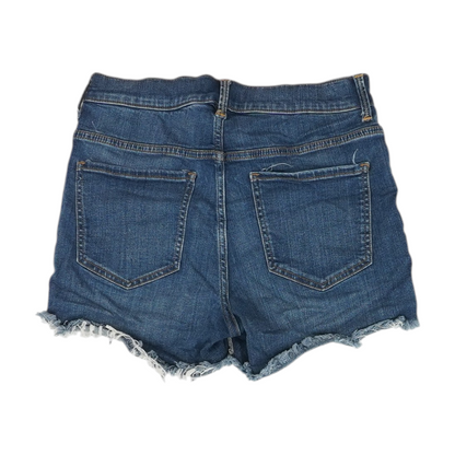 Blue Solid Denim Shorts