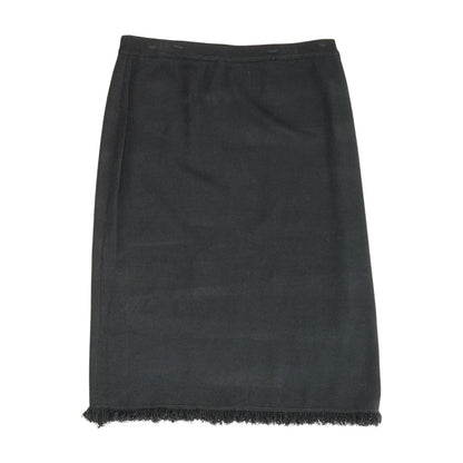 Black Solid Midi Skirt
