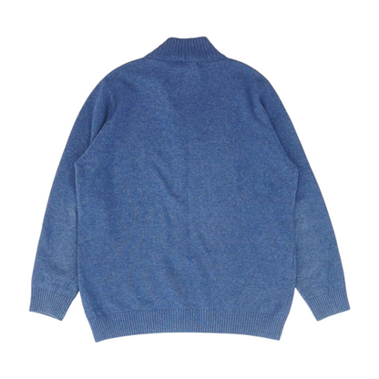 Blue Solid 1/4 Zip Sweater