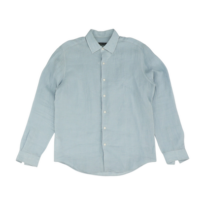 Blue Solid Long Sleeve Button Down