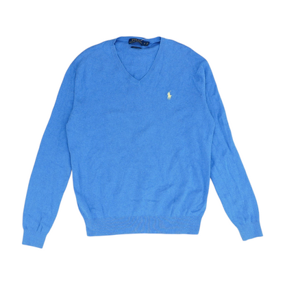 Blue Solid Pullover Sweater