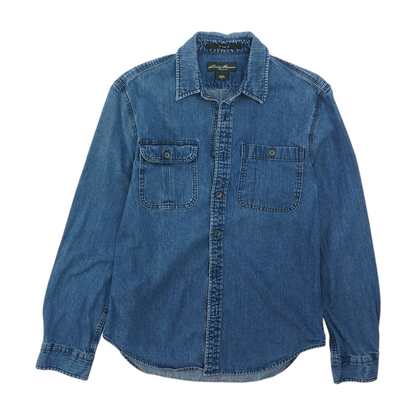 Blue Solid Flannel Button Down