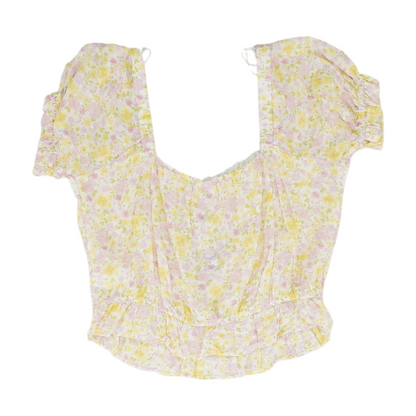 White Floral Cropped Blouse