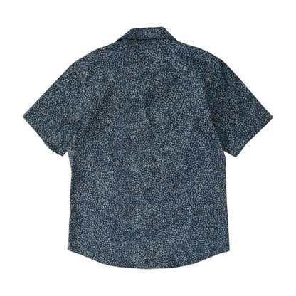 Navy Print Short Sleeve Button Down