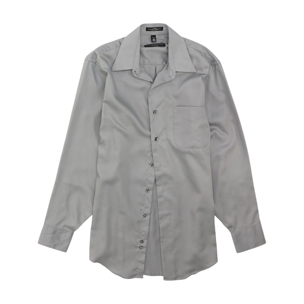 Gray Solid Long Sleeve Button Down