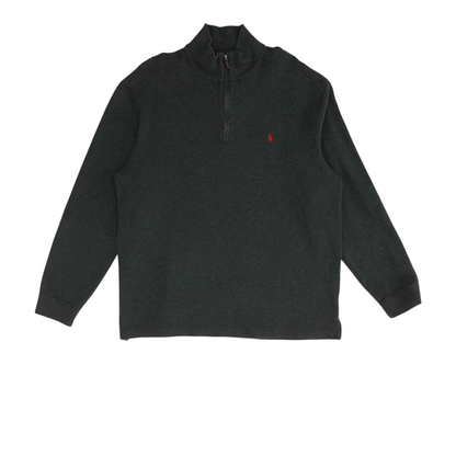 Gray Solid 1/4 Zip Sweater