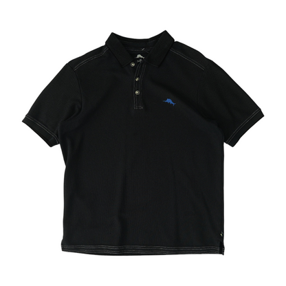 Black Solid Short Sleeve Polo