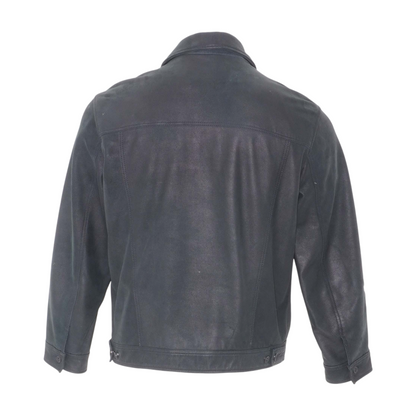 Black Solid Leather Jacket