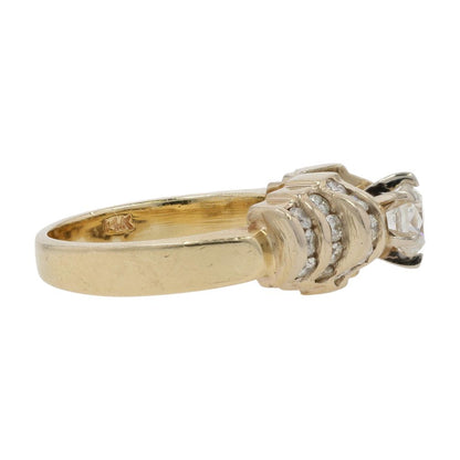 1 Ct 14K Gold Round Center Diamond Vintage Engagement Style Ring