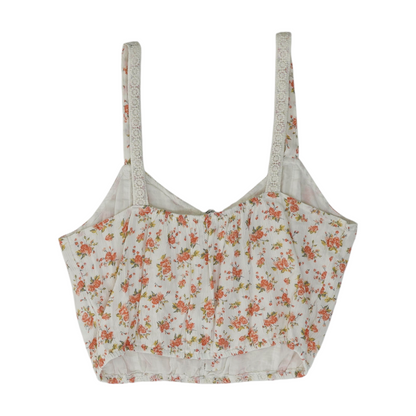 White Floral Cropped Blouse