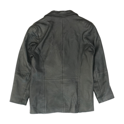 Black Solid Leather Jacket