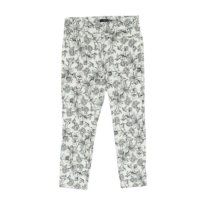 White Floral Tapered Pants