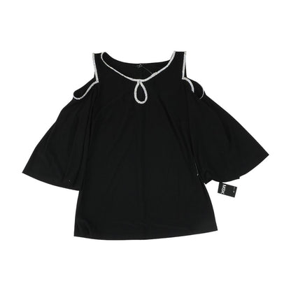 Black Solid 3/4 Sleeve Blouse