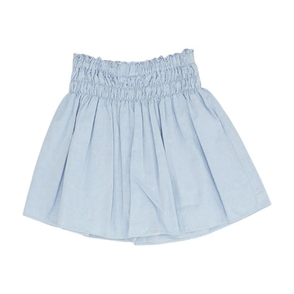 Blue Solid Mini Skirt