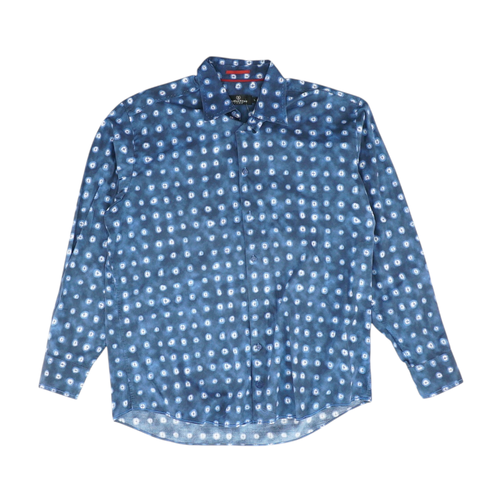 Blue Abstract Long Sleeve Button Down