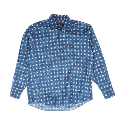 Blue Abstract Long Sleeve Button Down