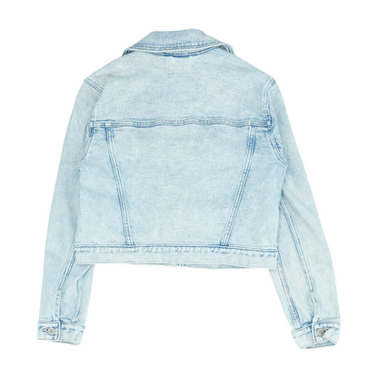 Blue Solid Denim Jacket