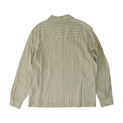 Beige Striped Long Sleeve Button Down
