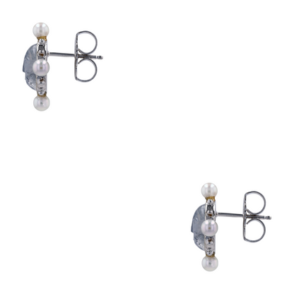 18K White Gold Moonstone Stud Earrings