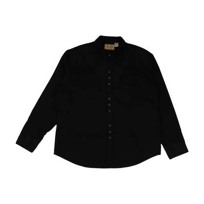 Black Solid Long Sleeve Button Down
