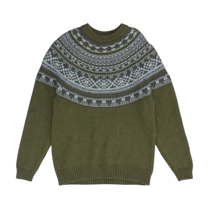 Green Print Pullover Sweater