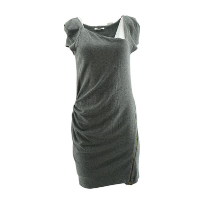 Gray Solid Midi Dress