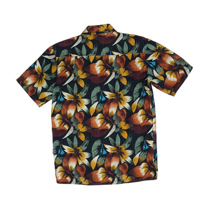 Black Floral Short Sleeve Button Down