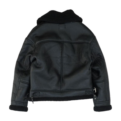 Black Solid Faux Leather Jacket