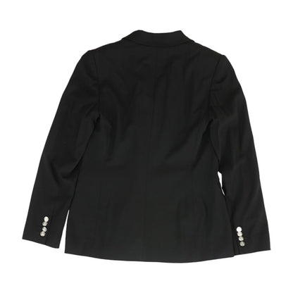 Black Solid Double Breasted Blazer
